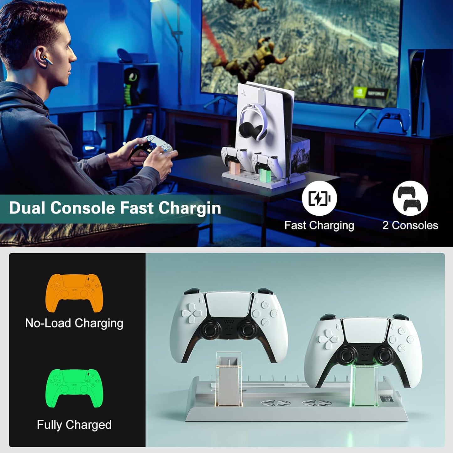 BASE VERTICAL + VENTILADOR PARA PS5