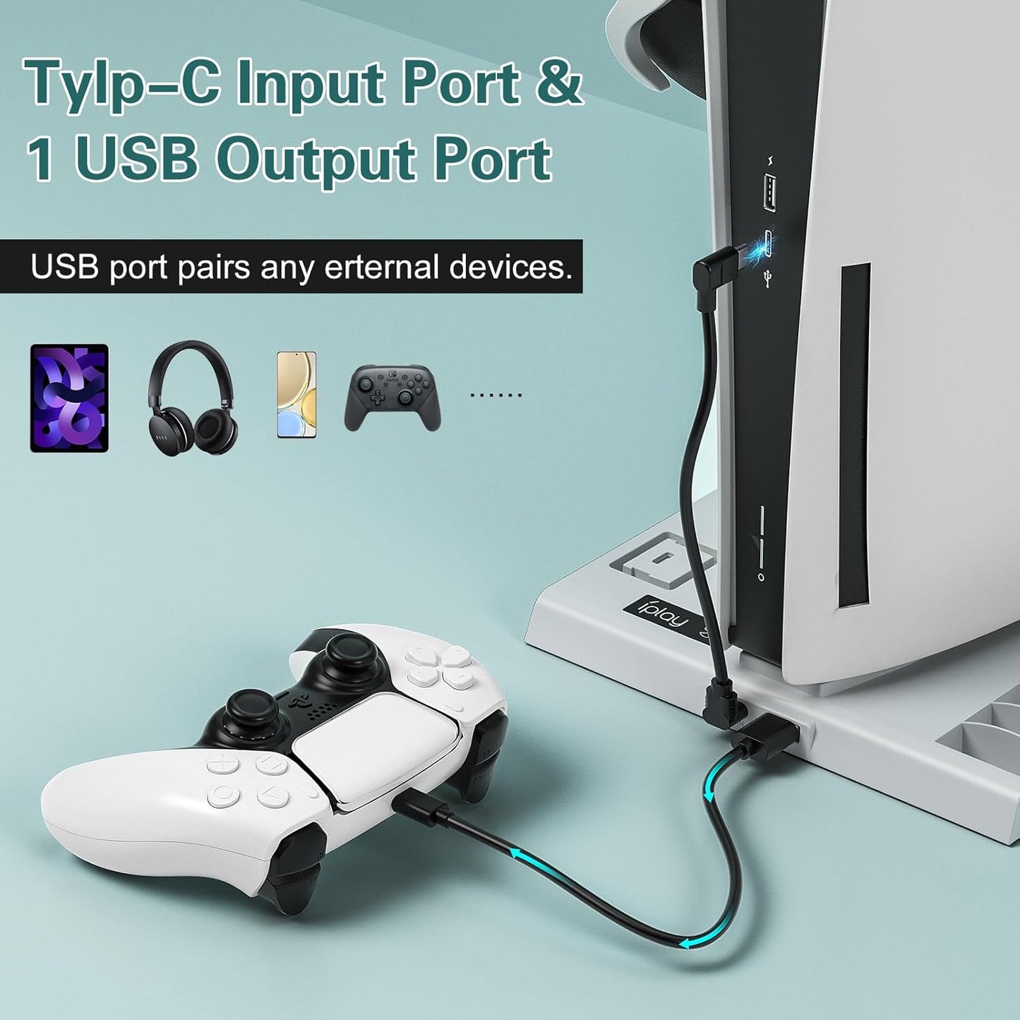 BASE VERTICAL + VENTILADOR PARA PS5
