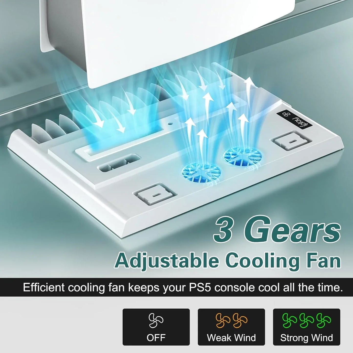 BASE VERTICAL + VENTILADOR PARA PS5 easy video game
