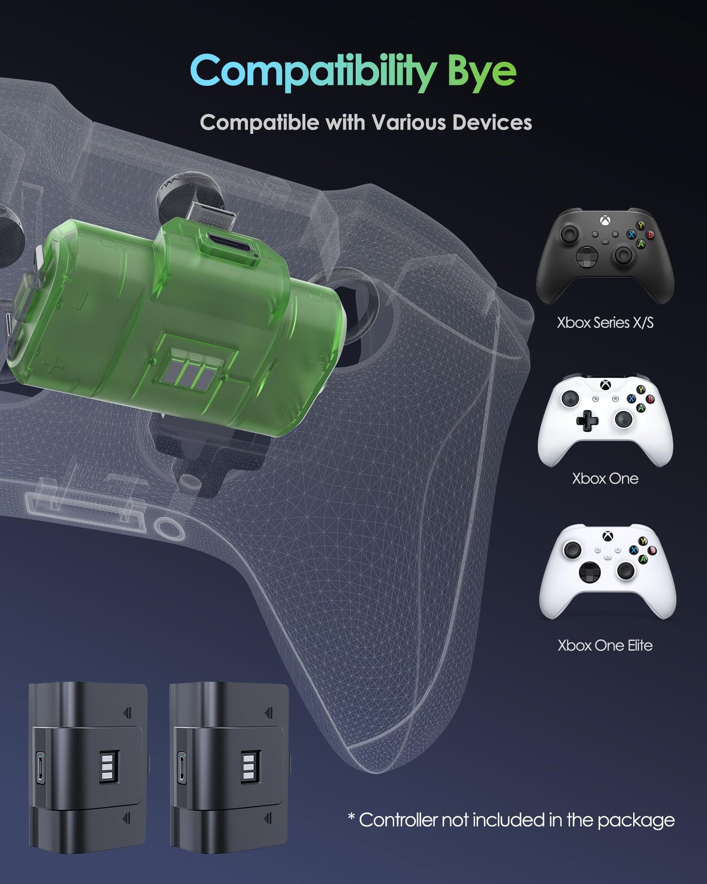 Rechargeable Xbox Controller Battery Pack, Play & Charge Kit for Xbox One/Xbox Series X|S 6amLifestyle