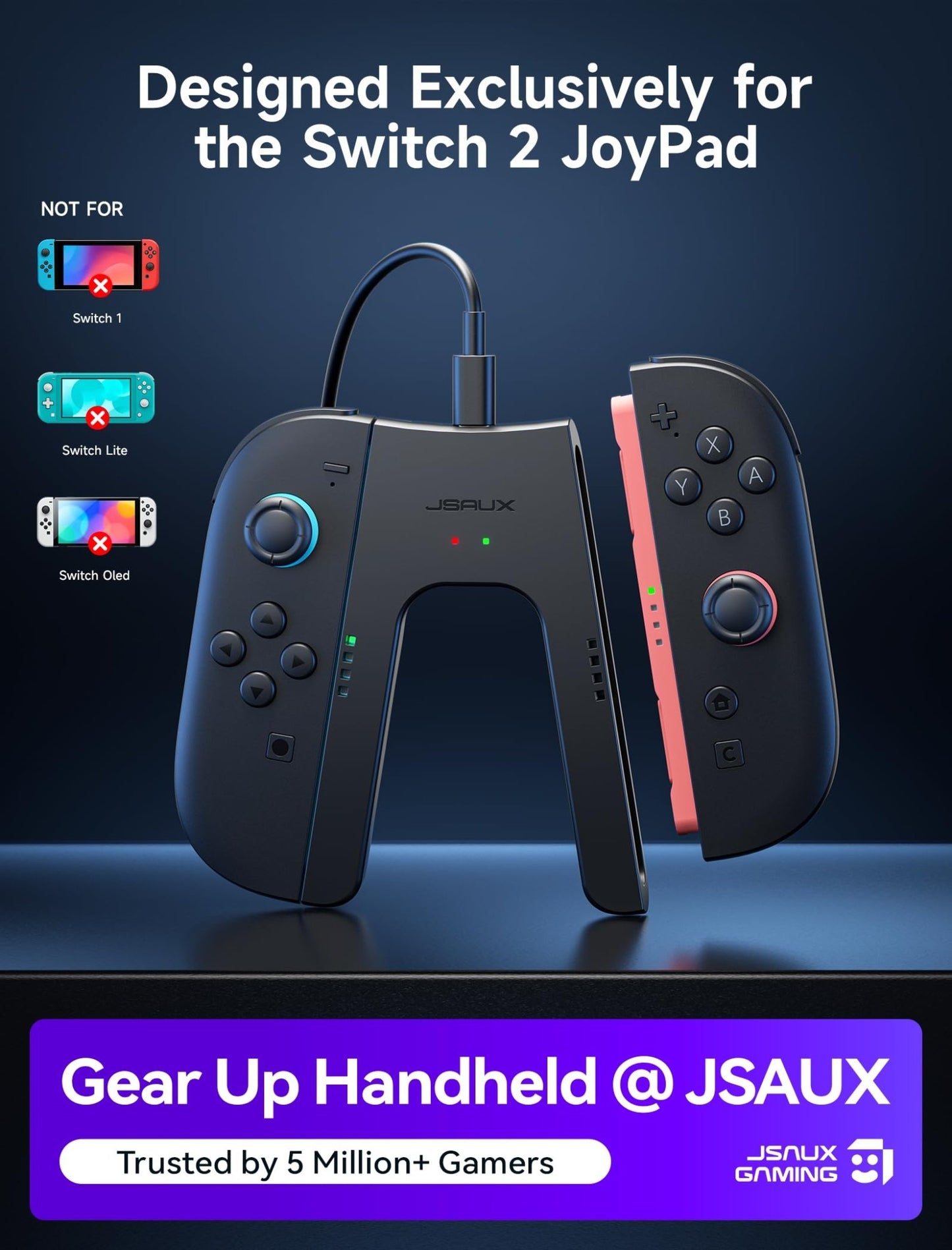 Switch 2 Charging Grip Magnetic, Controller for Switch 2 JoyPads JSAUX
