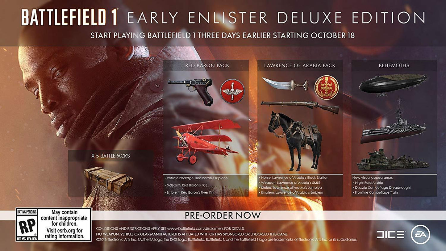 BATTLEFIELD 1 EARLY DELUXE XBOXONE easy video game