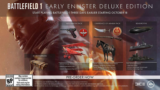 BATTLEFIELD 1 EARLY DELUXE XBOXONE easy video game