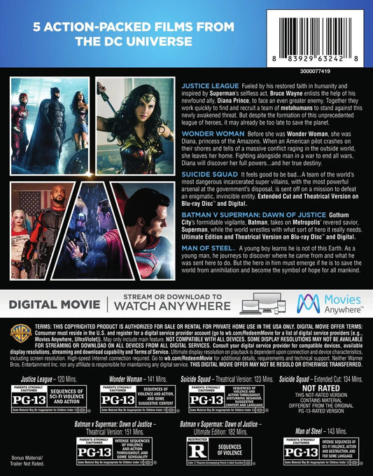 DC 5 FILM COLLECTION BLU RAY NUEVO easy games