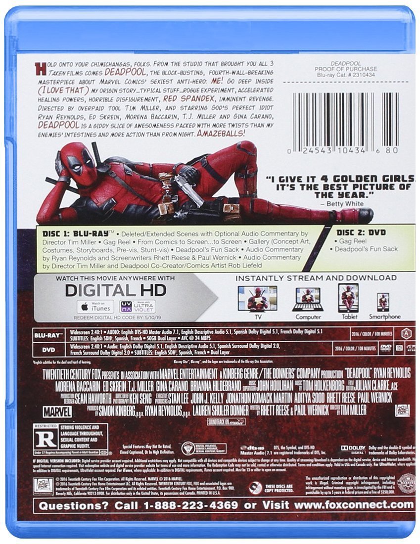 DEADPOOL 1 <br>BLU RAY NUEVO - Easy Video Game
