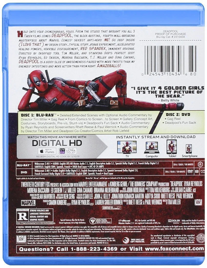 DEADPOOL 1 <br>BLU RAY NUEVO easy video game