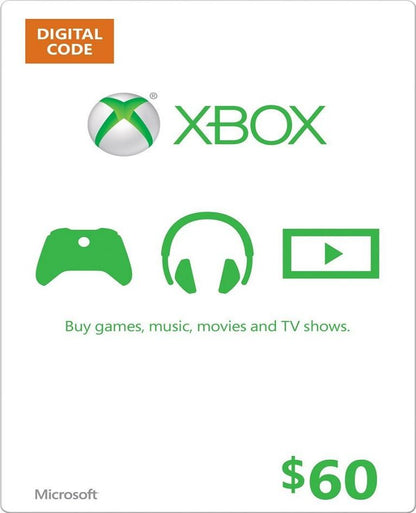 MICROSOFT XBOX GIFT CARD DIGITAL $10 a $100 Xbox360-XboxOne $60