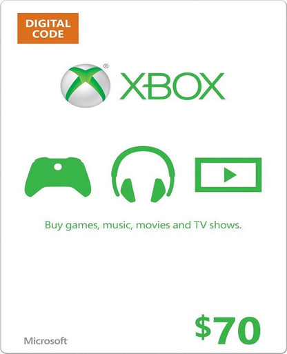 MICROSOFT XBOX GIFT CARD DIGITAL $10 a $100 Xbox360-XboxOne $70