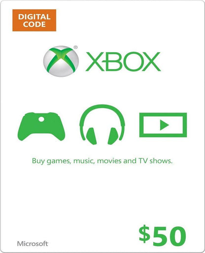 MICROSOFT XBOX GIFT CARD DIGITAL $10 a $100 Xbox360-XboxOne $50