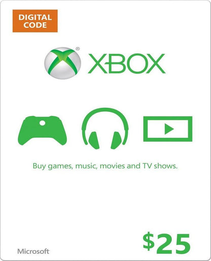 MICROSOFT XBOX GIFT CARD DIGITAL $10 a $100 Xbox360-XboxOne $25