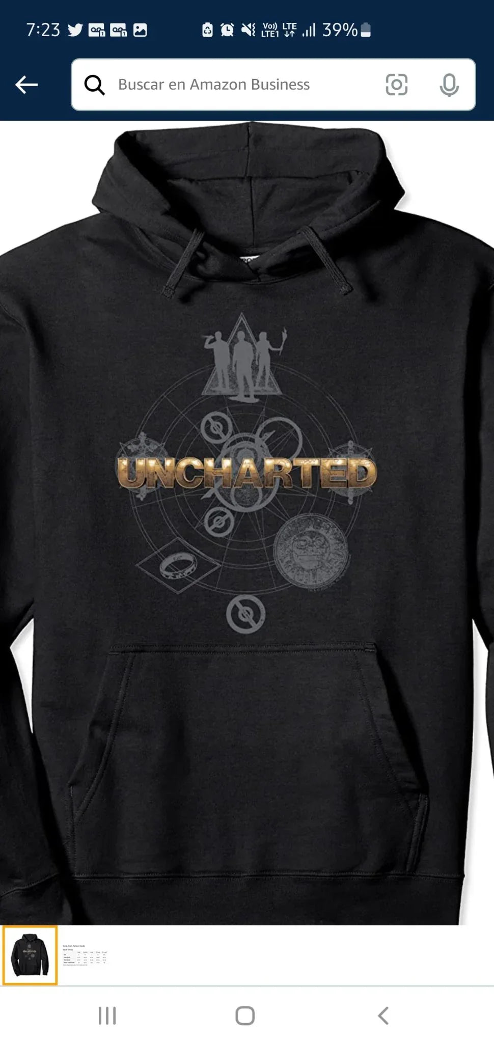 SUDADERA UNCHARTED CON CAPUCHA easy video game
