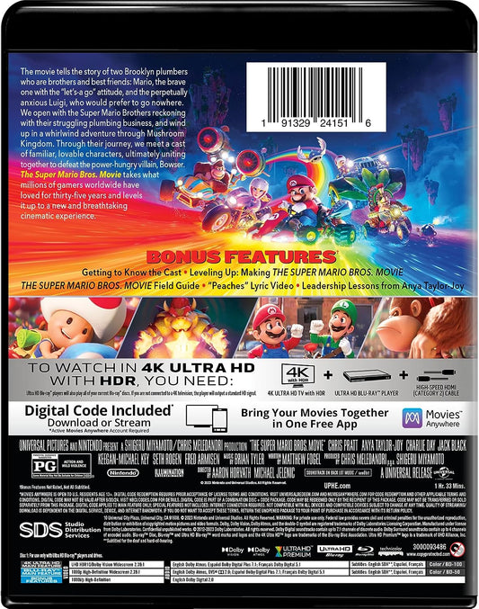 SUPER MARIO BROS MOVIE BLU RAY 4K