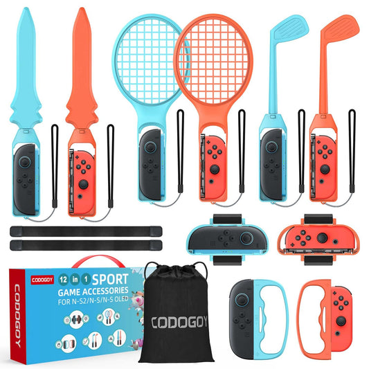 12-in-1 Switch Sports Accessories Bundle for Switch 1/2/OLED CODOGOY