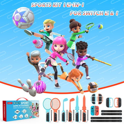 12-in-1 Switch Sports Accessories Bundle for Switch 1/2/OLED CODOGOY