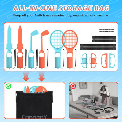 12-in-1 Switch Sports Accessories Bundle for Switch 1/2/OLED CODOGOY