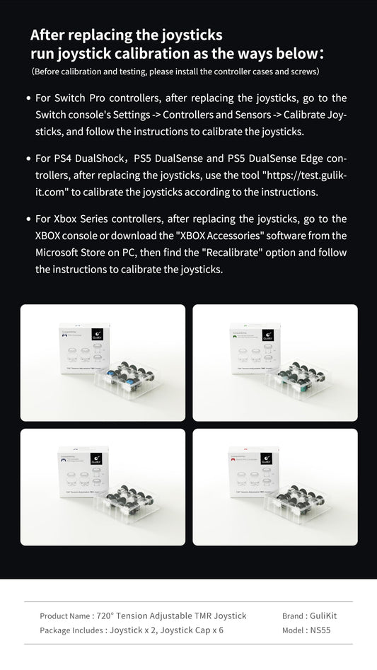 GuliKit 720° Adjustable Tension TMR Magnetic Joystick Replacement Kit, for PS5 DualSense/DualSense Edge