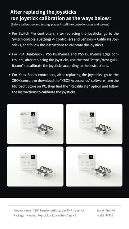GuliKit 720° Adjustable Tension TMR Magnetic Joystick Replacement Kit, for PS5 DualSense/DualSense Edge