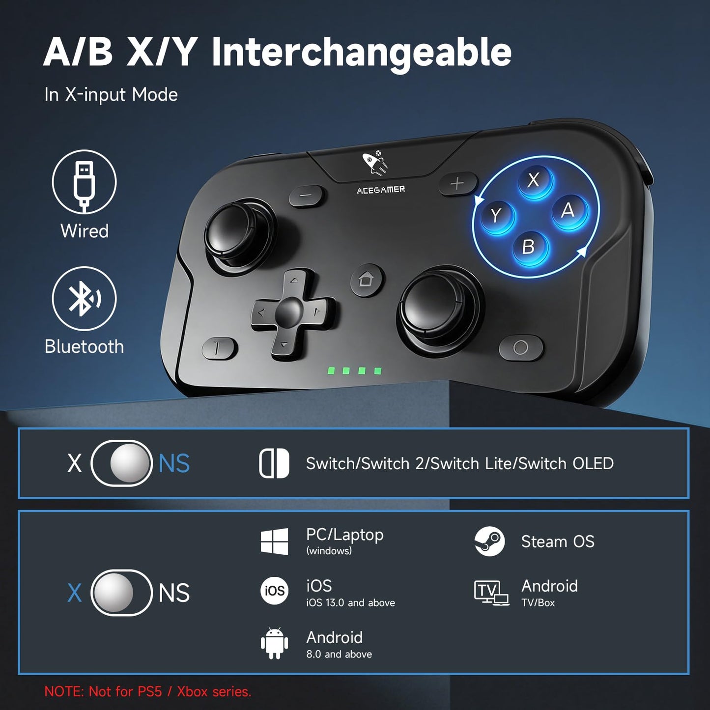 AceGamer 2 Pack Wireless Pocket Controller for Nintendo Switch/Switch 2 AceGamer