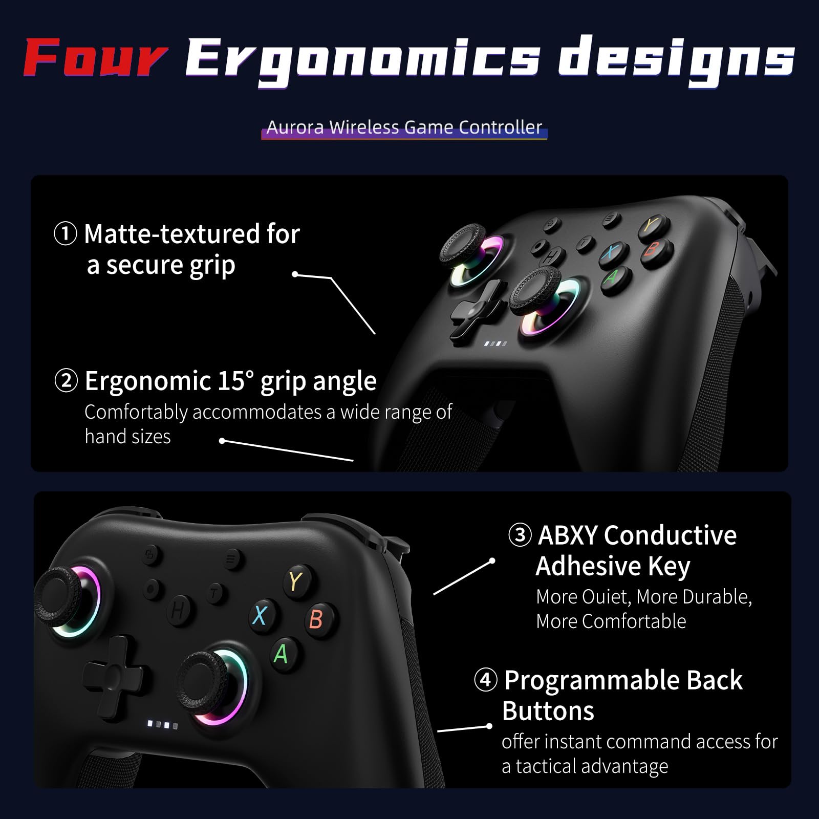 AceGamer Aurora II Wireless Bluetooth Controller PC/Android/iOS/Switch 1 y 2 AceGamer