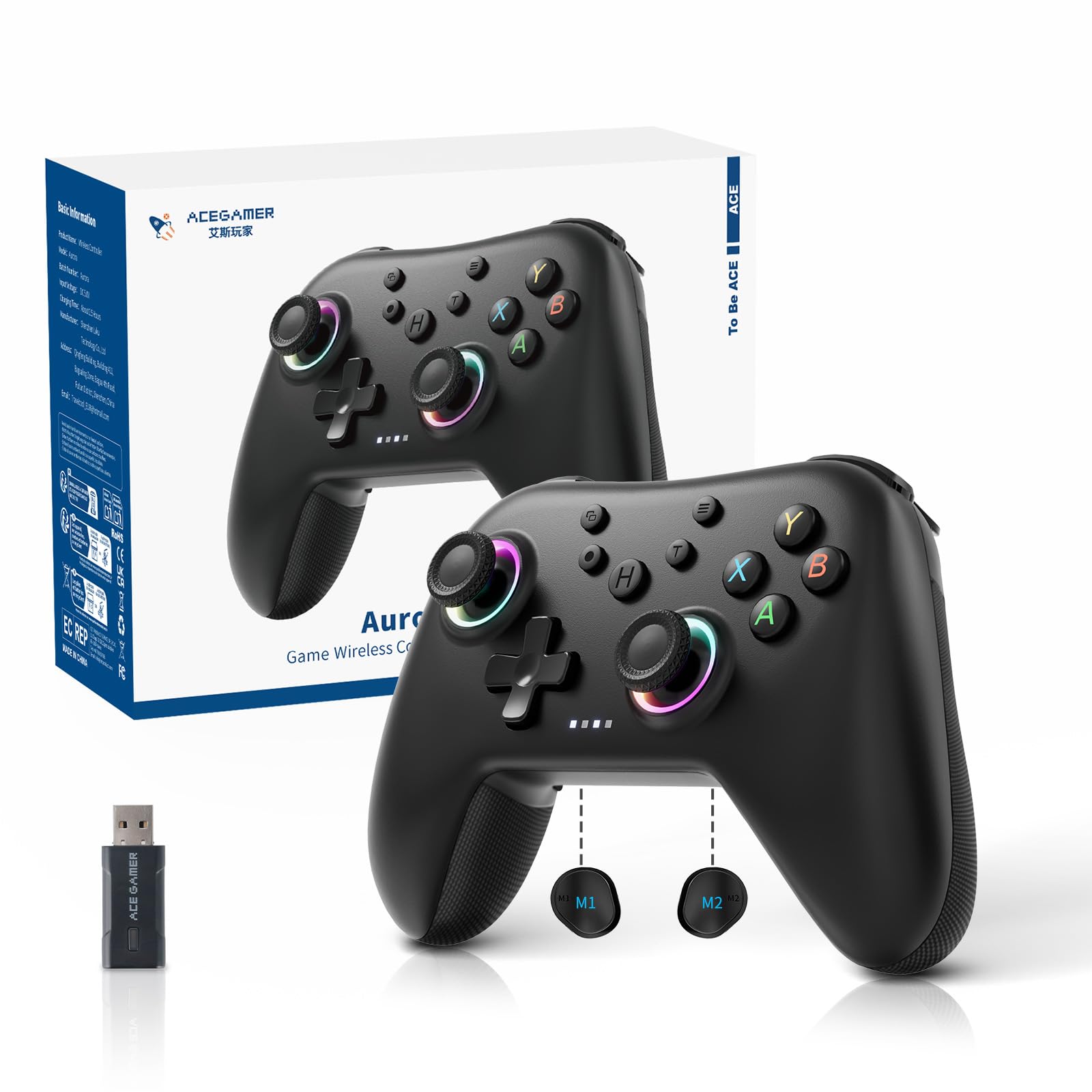 AceGamer Aurora II Wireless Bluetooth Controller PC/Android/iOS/Switch 1 y 2 AceGamer