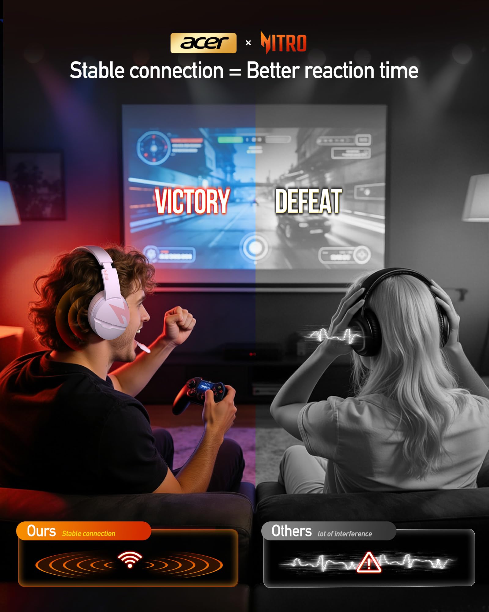 acer Wireless Gaming Headset, PS5 Headset with 2.4GHz for Ps5, Ps4, PC, Switch, Bluetooth Acer