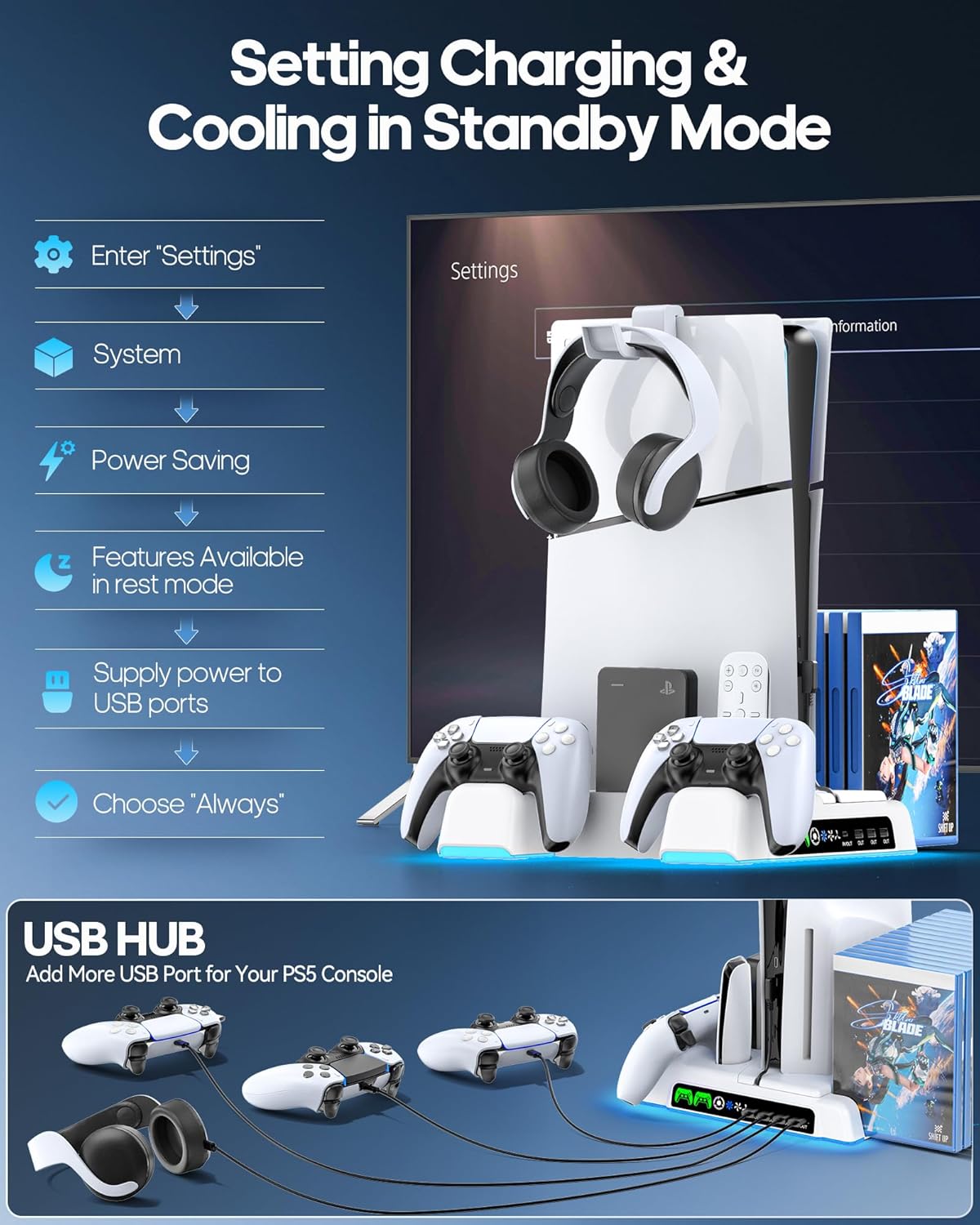 BASE VERTICAL PS5 FAT, SLIM, PRO DIGITAL/ DISCO EASY GAMES