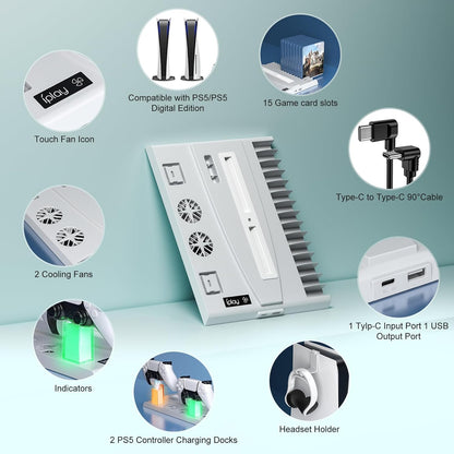 BASE VERTICAL + VENTILADOR PARA PS5