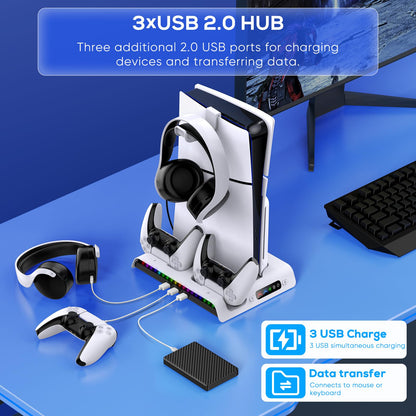 FASTSNAIL Charging Stand with Cooling Fan for PS5 Original/Slim/Pro FASTSNAIL