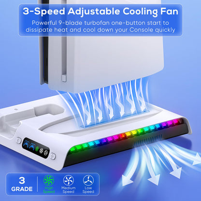 FASTSNAIL Charging Stand with Cooling Fan for PS5 Original/Slim/Pro FASTSNAIL