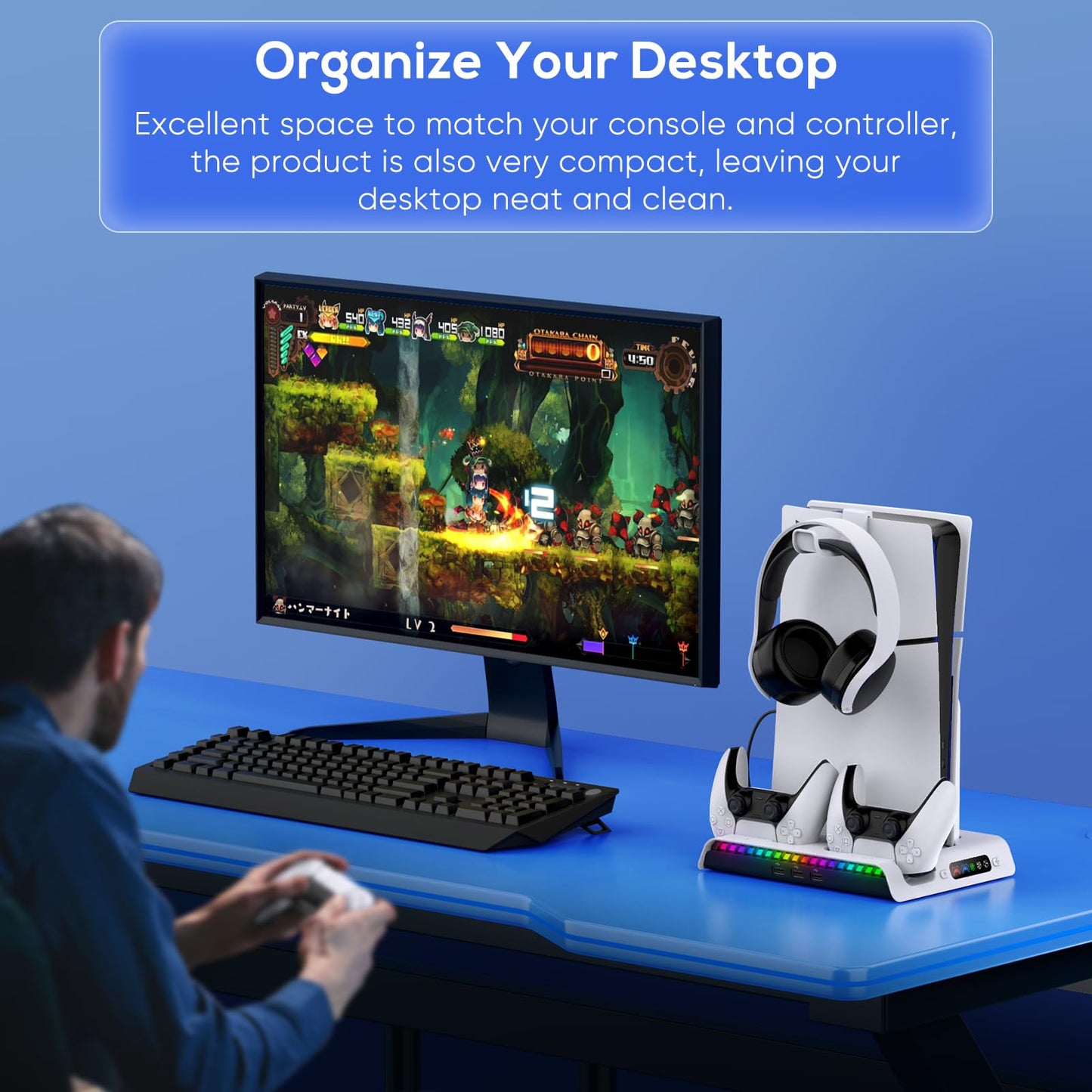 FASTSNAIL Charging Stand with Cooling Fan for PS5 Original/Slim/Pro FASTSNAIL