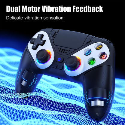 Gamrombo LED Wireless Controller for PS5, Compatible with PS5 Pro/Slim/PC, Dual Vibration, Macro/Turbo Function, 3.5mm Audio Jack, 6 - Axis Motion Control Gamepad with Speaker - EASY GAMES