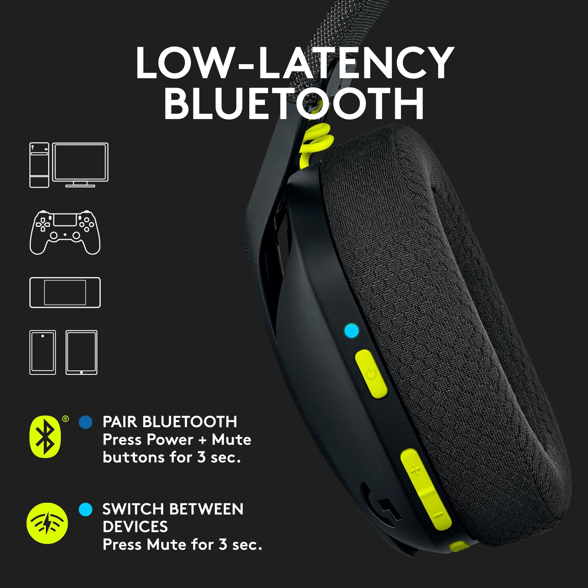 Logitech G435 Lightspeed & Bluetooth Wireless Headset - PS4, PS5, Switch 1 y 2 Logitech G