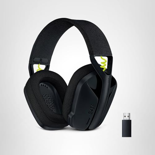 Logitech G435 Lightspeed & Bluetooth Wireless Gaming Headset - Lightweight Over - Ear Headphones, Built - in mics, 18h Battery, Dolby Atmos, PC, PS4, PS5, Nintendo Switch/Switch 2, Mobile - Black - EASY GAMES