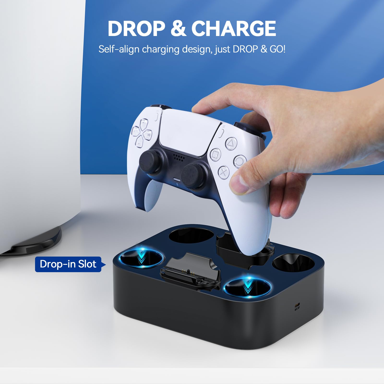 LVFAN PS5 Controller Charger Station, Fast Charging for PS5 Controllers LVFAN