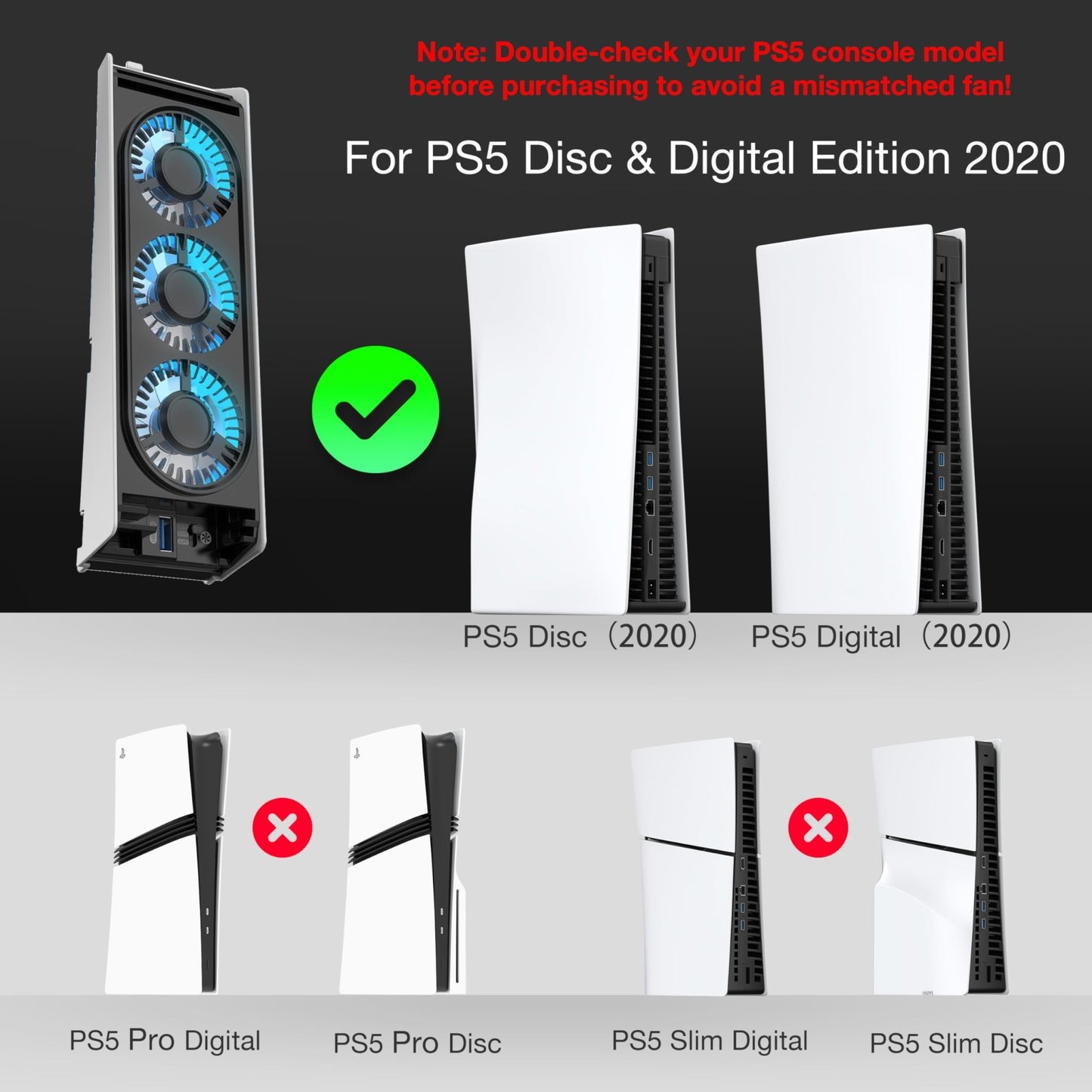 MEQI PS5 Cooling Fan, MEQI PS5 Accessories Upgraded Quiet Cooler Fan with LED Light & USB 3.0 - EASY GAMES