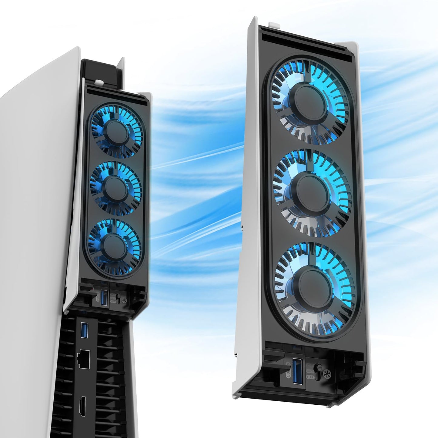 MEQI PS5 Cooling Fan, MEQI PS5 Accessories Upgraded Quiet Cooler Fan with LED Light & USB 3.0 - EASY GAMES