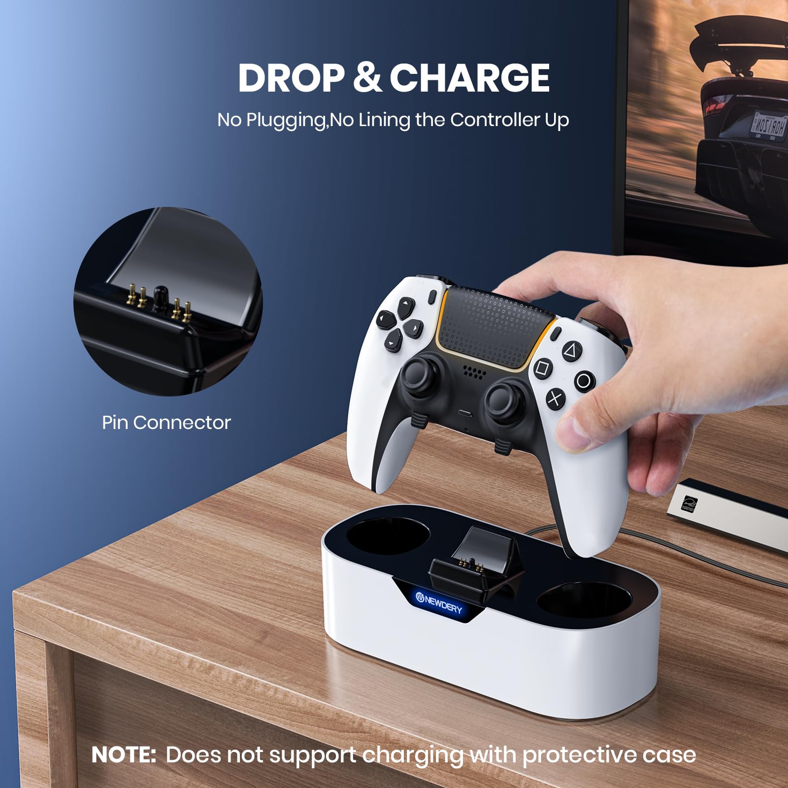 NEWDERY Controller Charger Station, Fast Charging Dock for PS5 NEWDERY