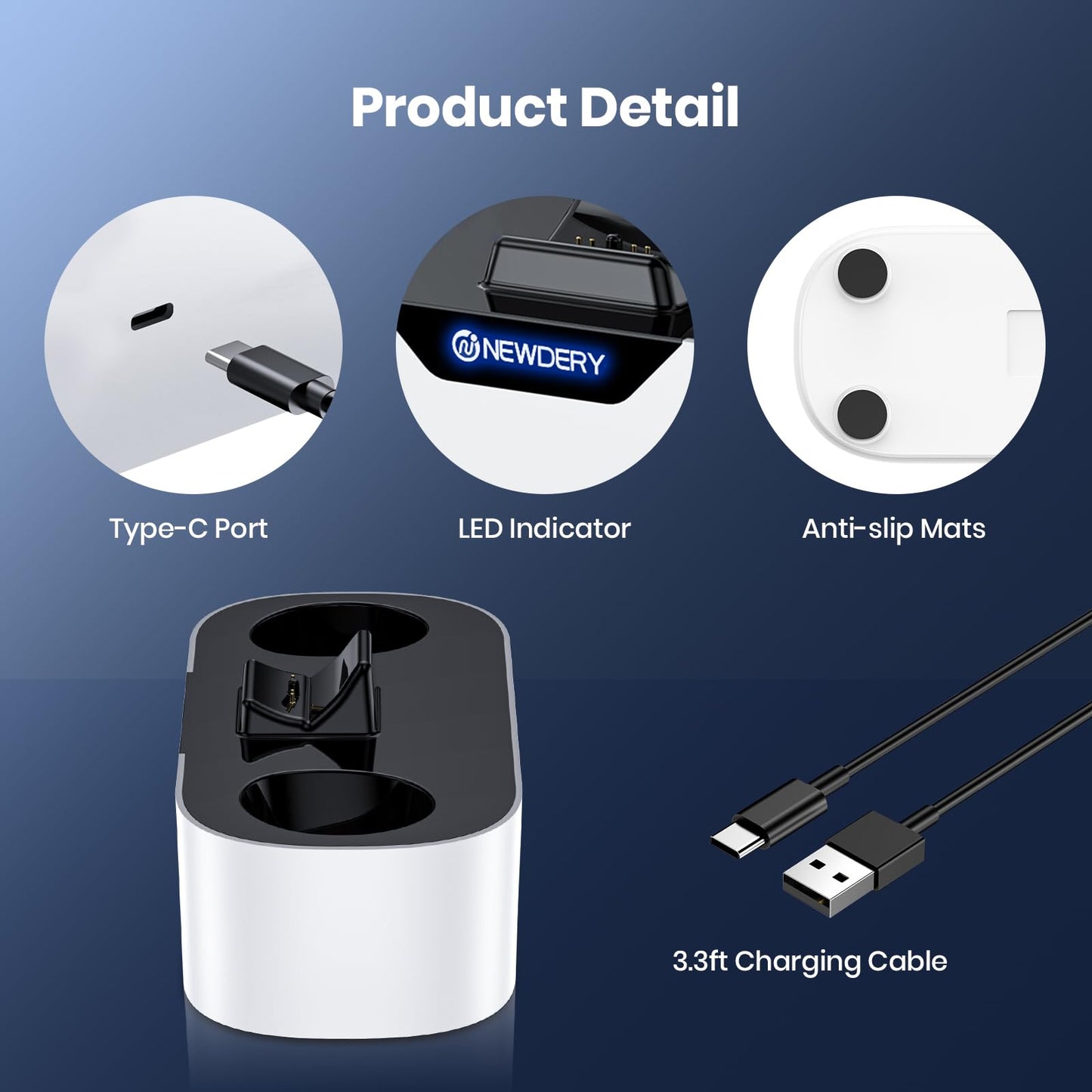 NEWDERY Controller Charger Station, Fast Charging Dock for PS5 NEWDERY