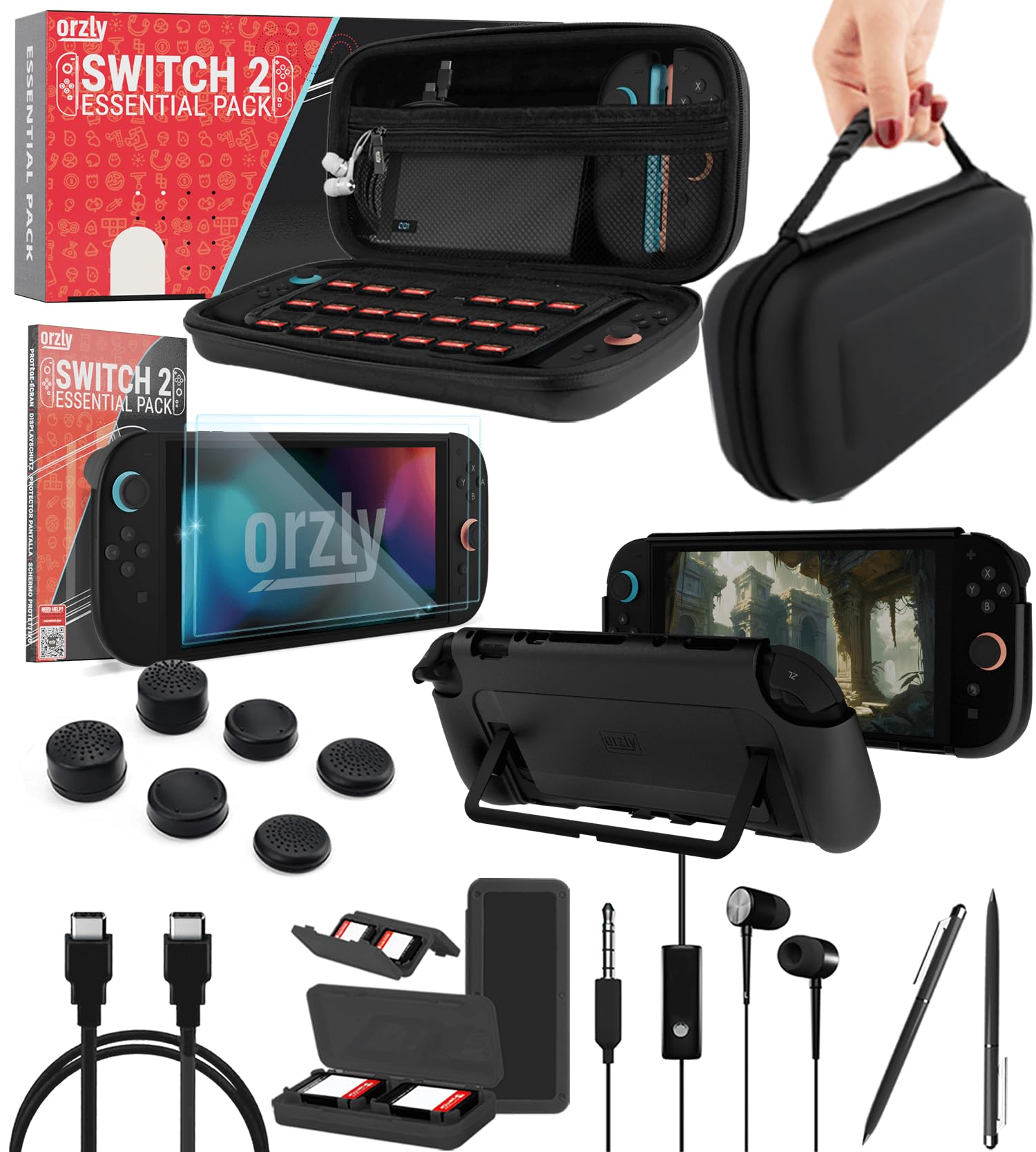 Orzly Accessories Bundle Carry Case & Screen Protector for Nintendo Switch 2 Orzly