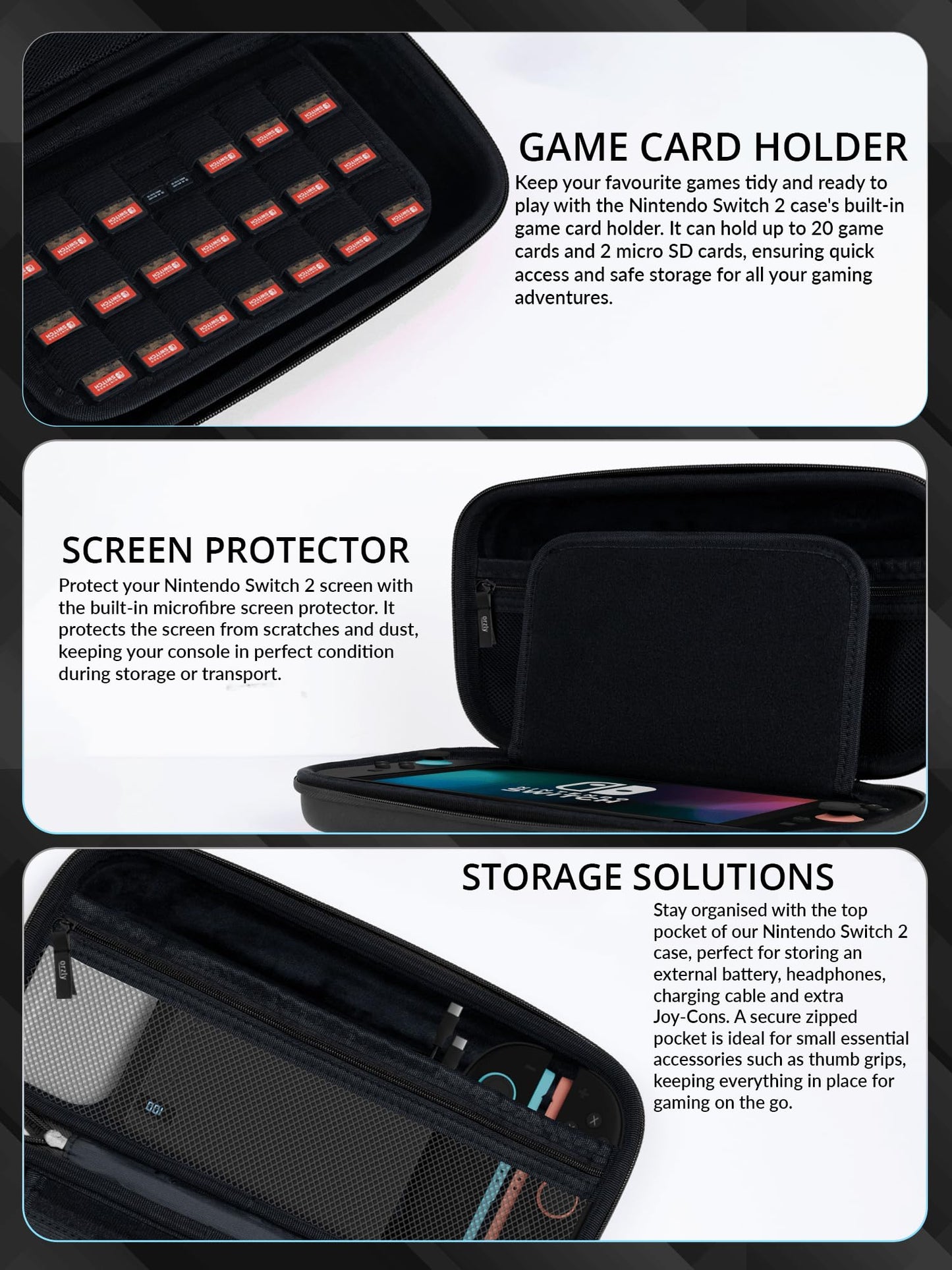 Orzly Accessories Bundle Carry Case & Screen Protector for Nintendo Switch 2 Orzly