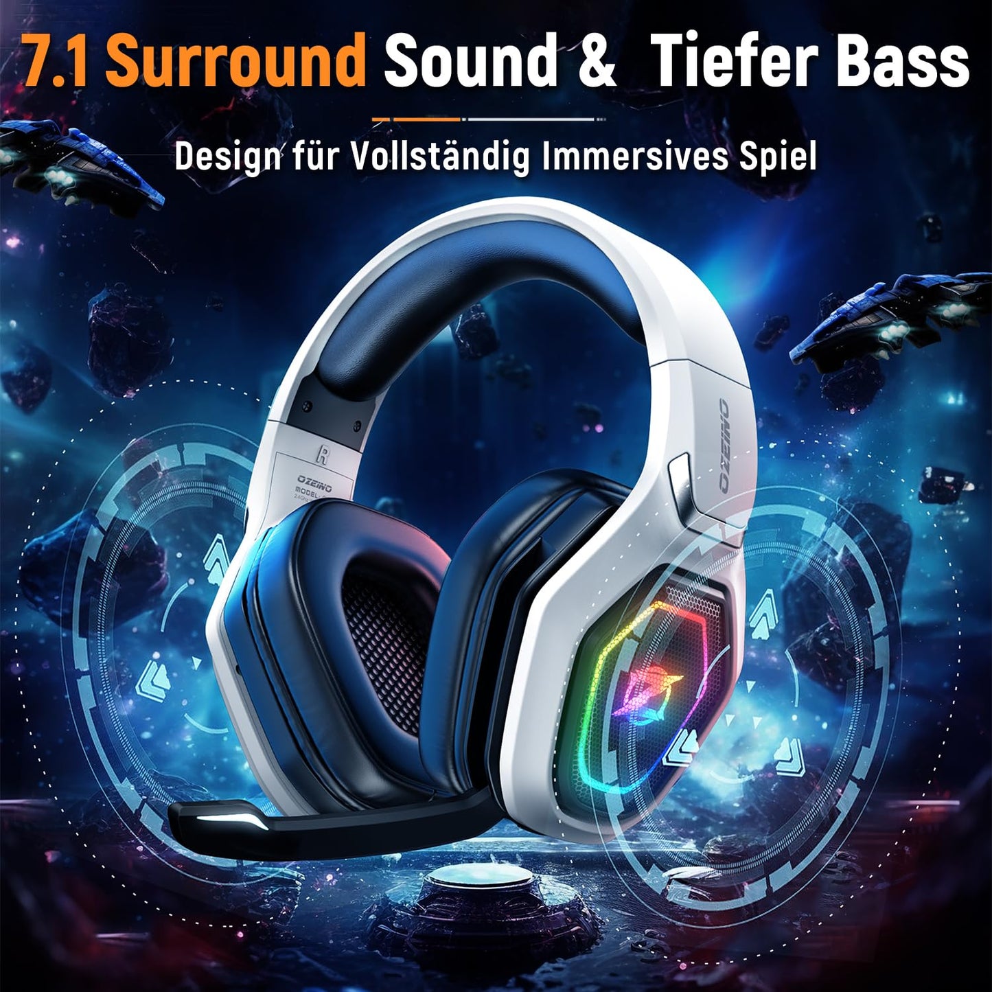 Ozeino 2.4GHz Wireless Gaming Headset for PC, Ps5, Ps4 Ozeino
