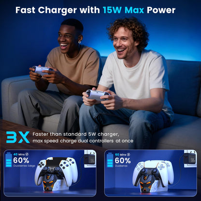 PS5 Controller Charger with Fast Charging AC Adapter, Dual Controller Charging Svetaecho