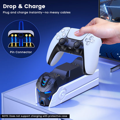 PS5 Controller Charger with Fast Charging AC Adapter, Dual Controller Charging Svetaecho