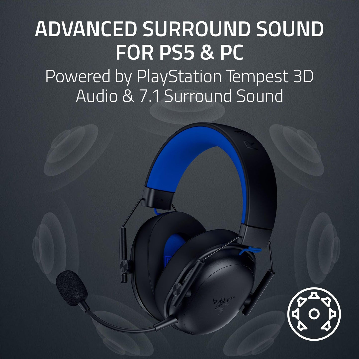 Razer BlackShark V3 X HyperSpeed Wireless Gaming Headset for PS5: 50mm Drivers - Cardioid Mic - 2.4 GHz, Bluetooth - Works with PC, Mac, Nintendo Switch, Smartphone - Long Battery Life - Black - EASY GAMES