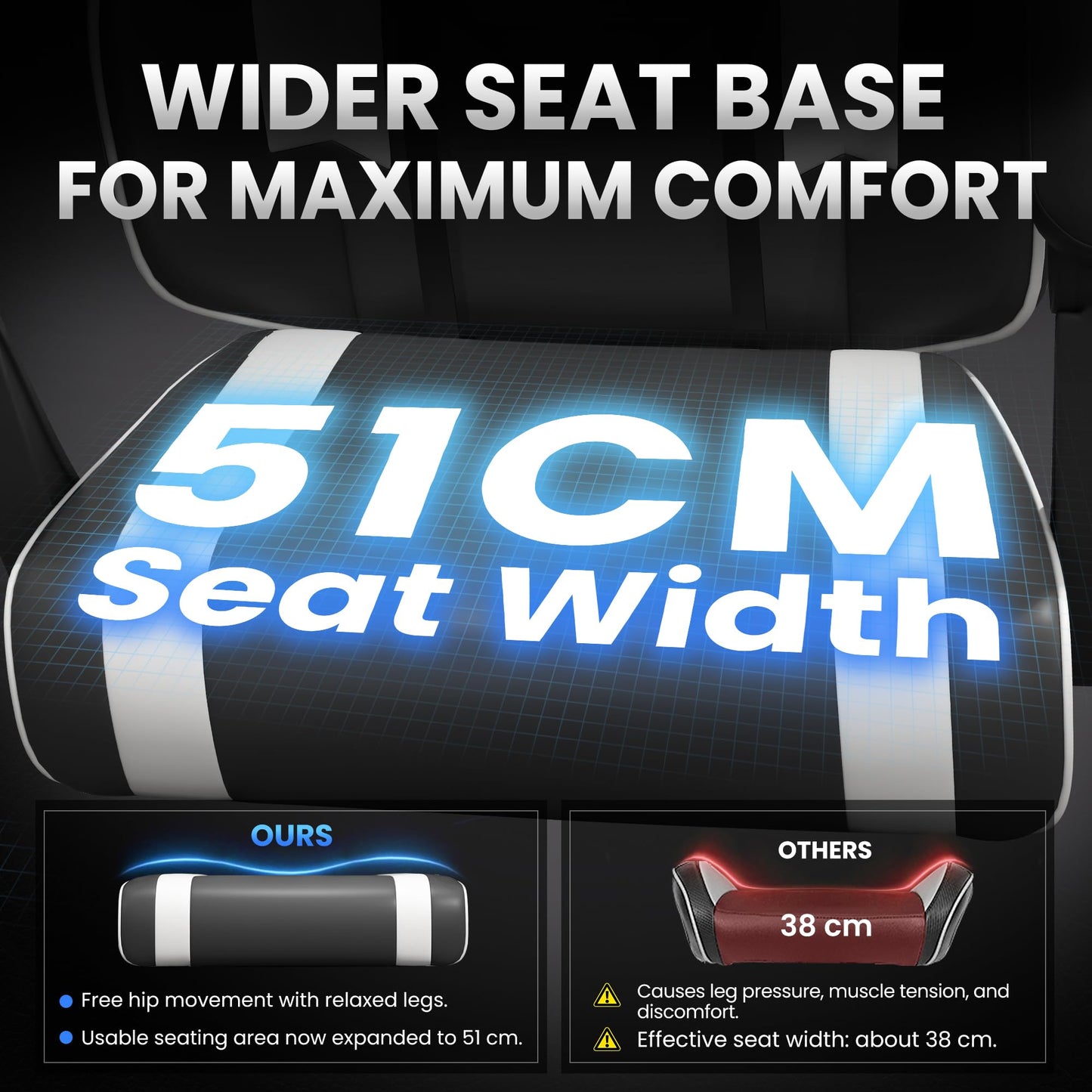 Silla gaming de cuero, ergonómica, con reposapiés, reposacabezas y soporte lumbar JECQCUPG