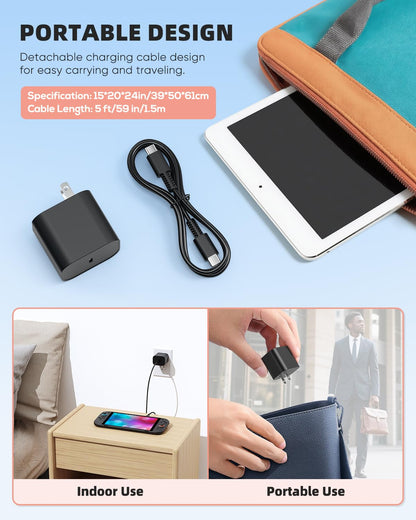 Switch 2 Charger - 60w AC Power Adapter for Nintendo 2/1, 5FT/1.5M UBC Cable, KOVA