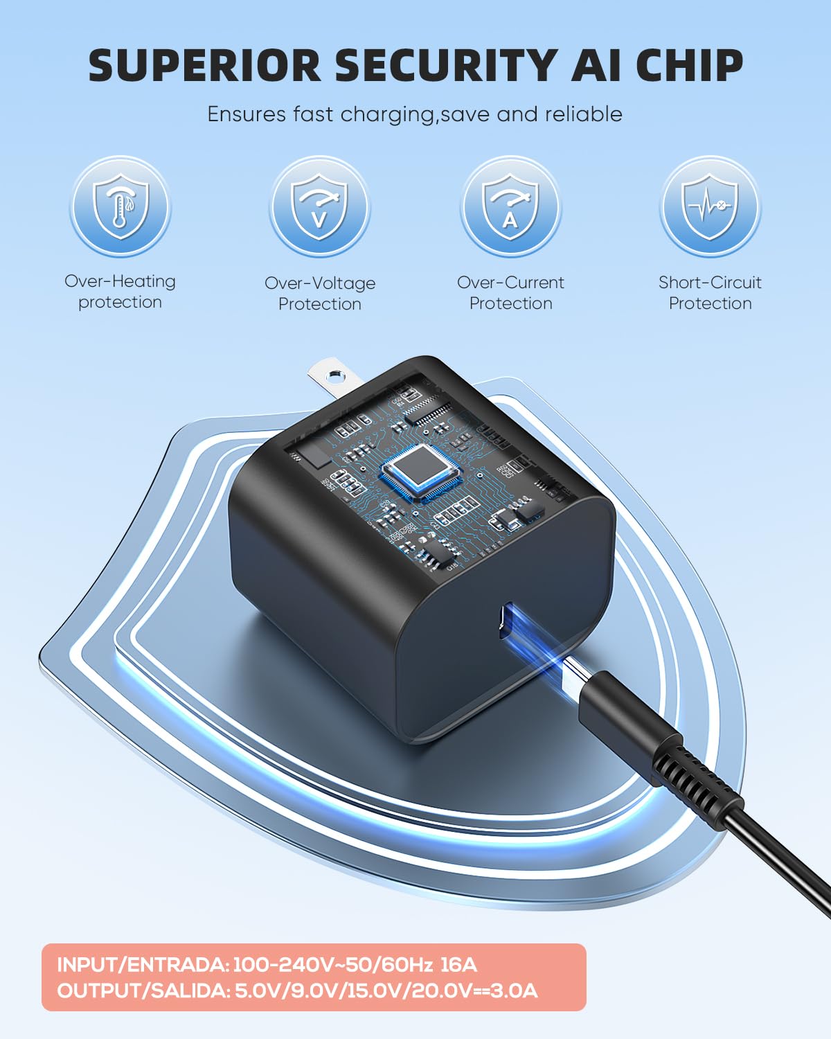 Switch 2 Charger - 60w AC Power Adapter for Nintendo 2/1, 5FT/1.5M UBC Cable, KOVA