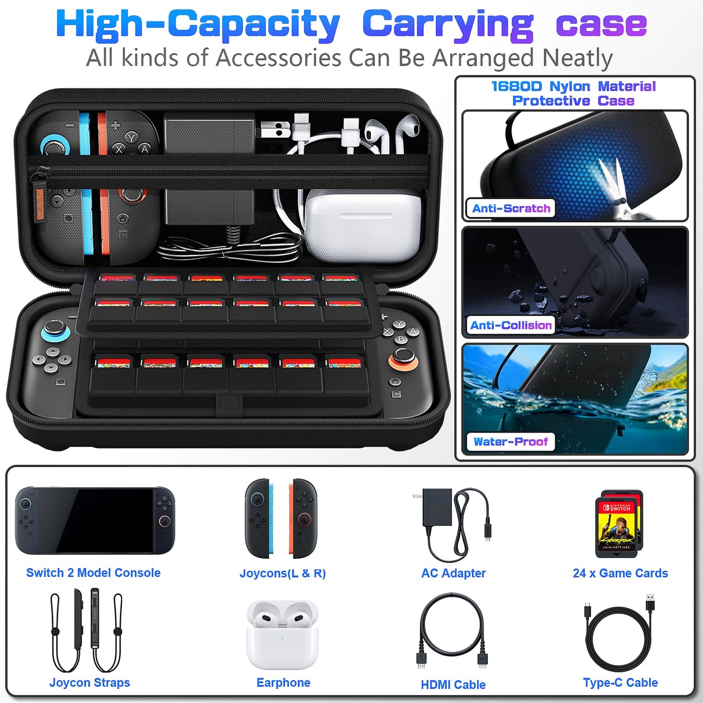 Switch Carrying Case Compatible with Nintendo Switch 2 daydayup