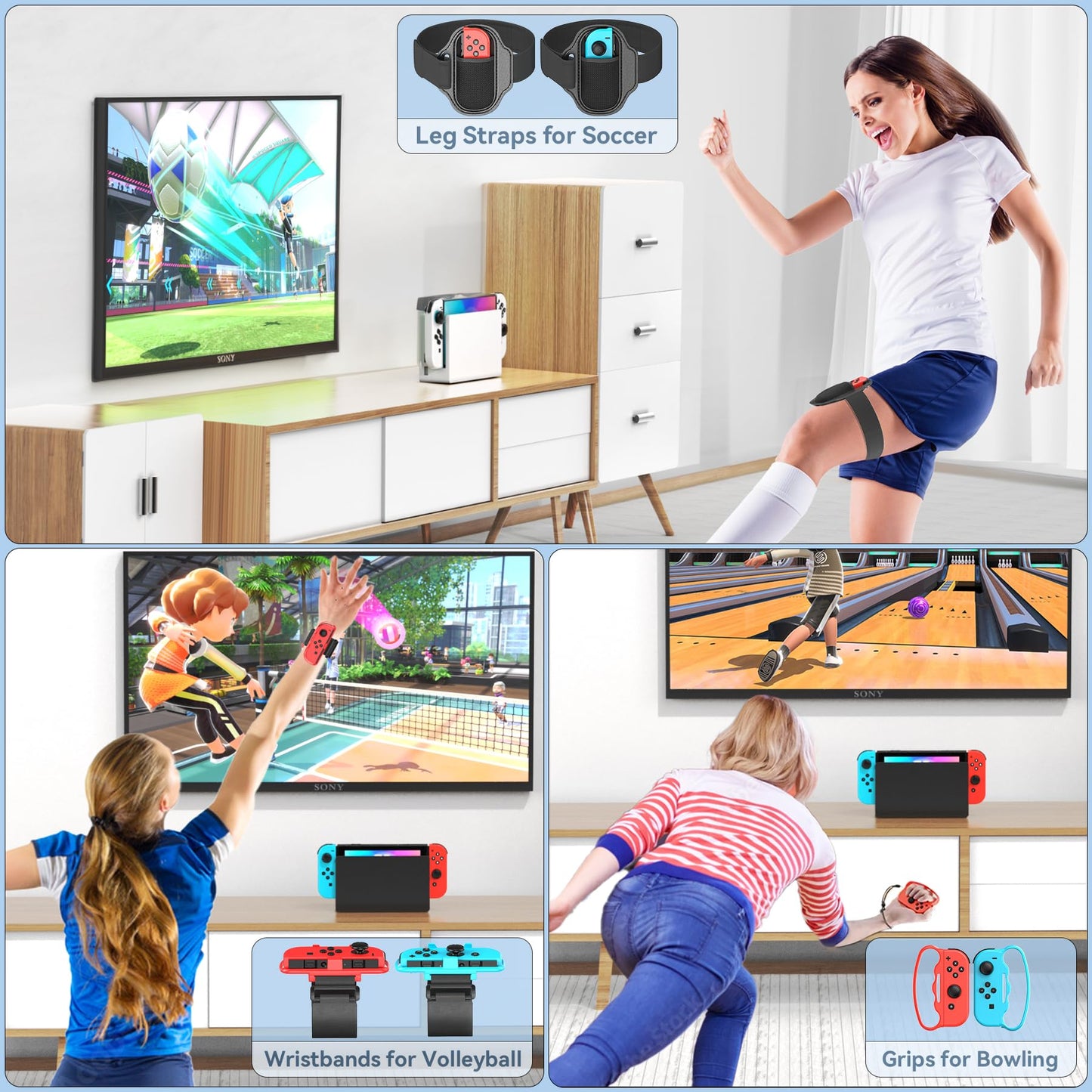 Switch Sports Accessories Kit with Storage Station - Compatible with Switch/OLED Tokluck