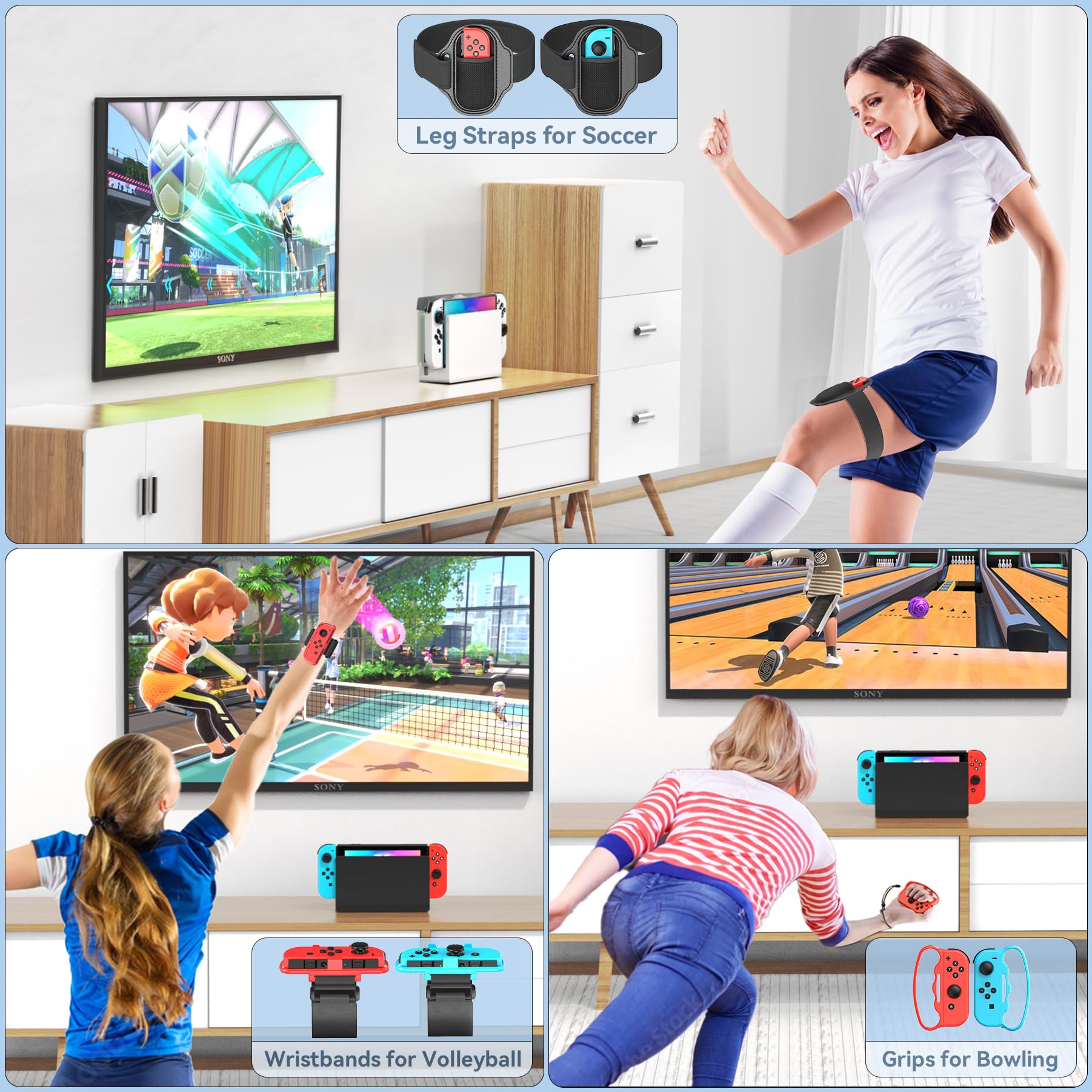 Switch Sports Accessories Kit with Storage Station - Compatible with Switch/OLED Tokluck
